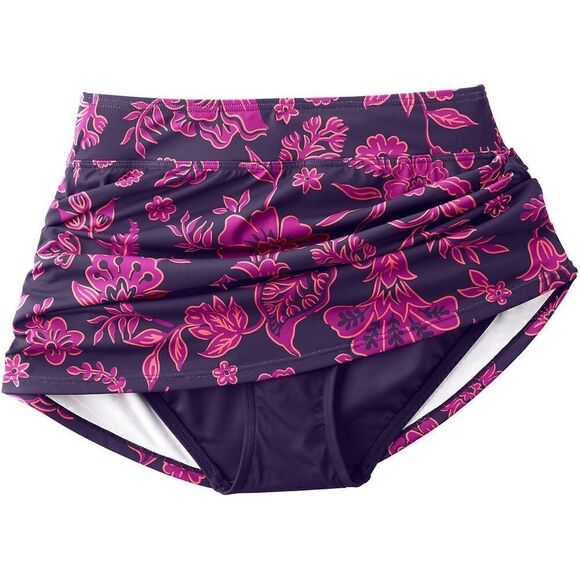 Land's End Plus and Standard control blackberry ornate floral swim skirt Various - Picture 1 of 6